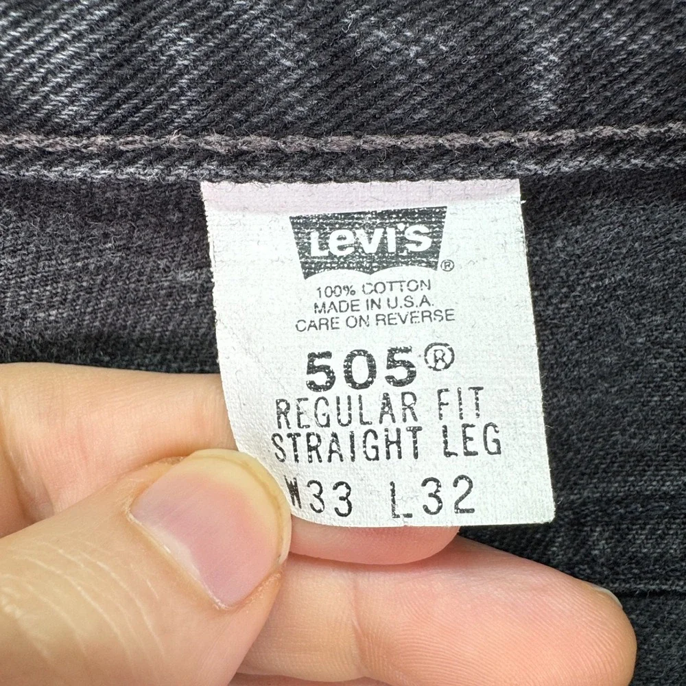 VTG Levis Jeans Mens 33x32 Black 505 Distressed Grunge Punk‎ Goth Indie Denim